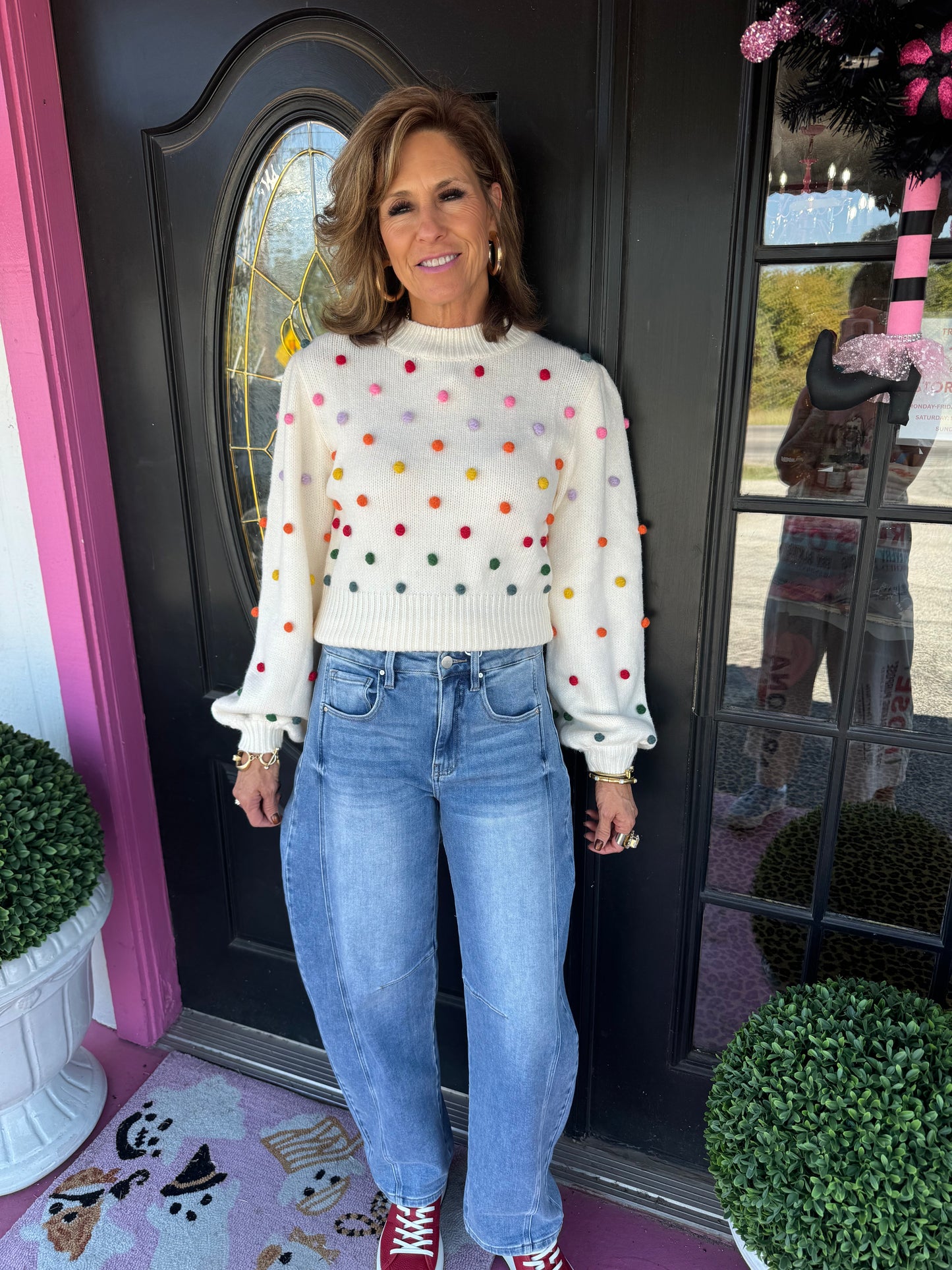 Rainbow Pom Pom Sweater