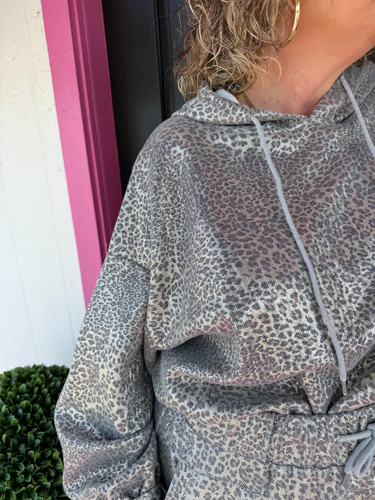 Metallic Leopard Hoodie Pant Set
