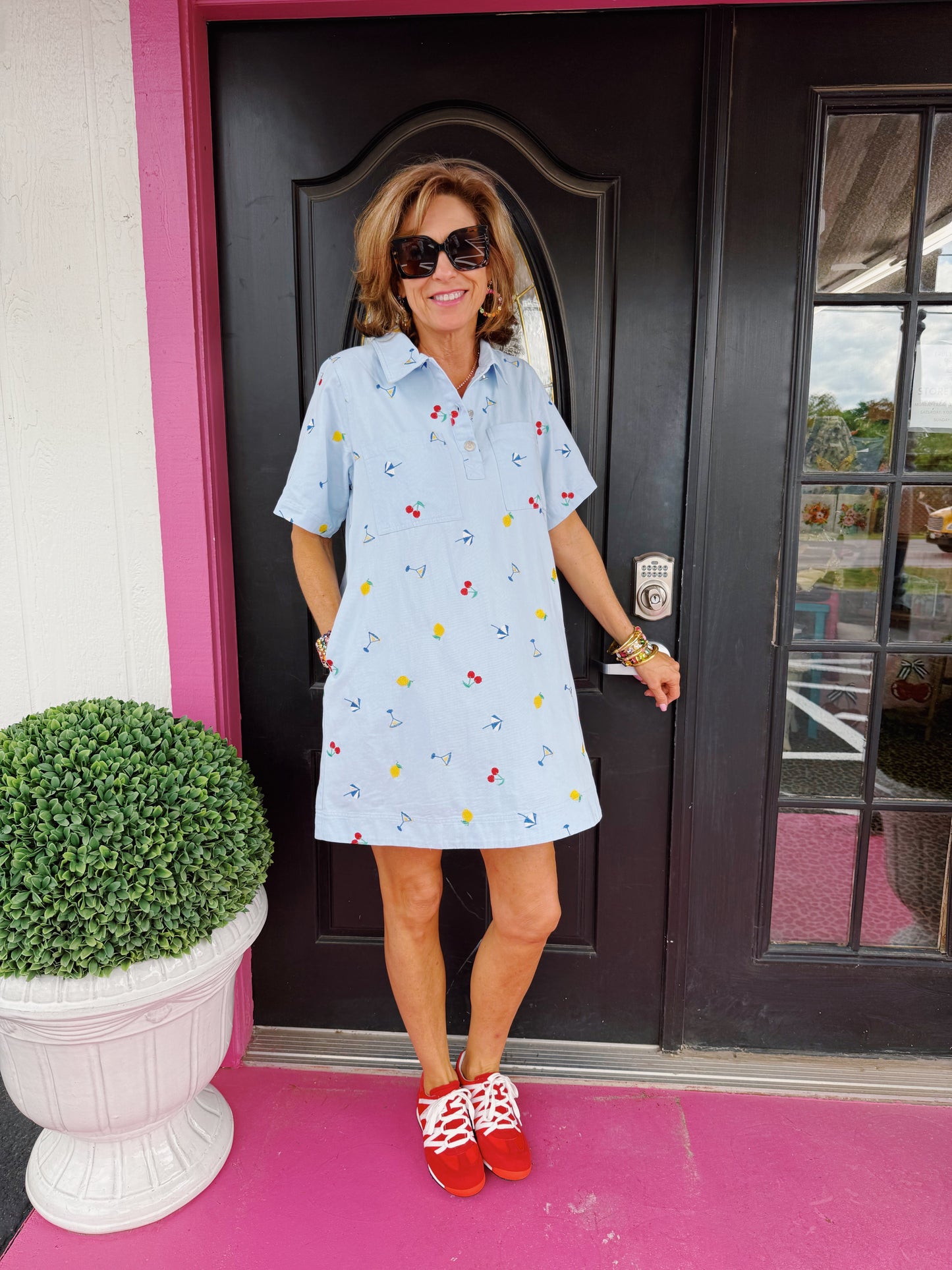 Blue Summer Mix Emb Dress