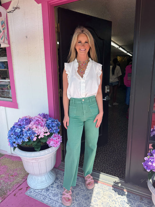Green Apple Wide Leg Pant