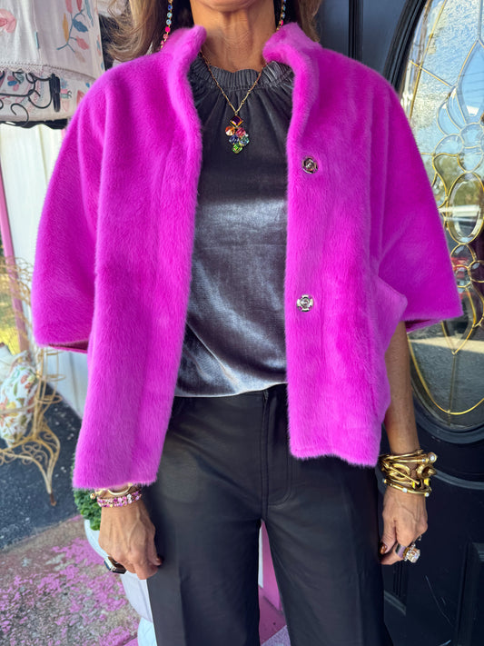 Fushsia Faux Capelet Jacket