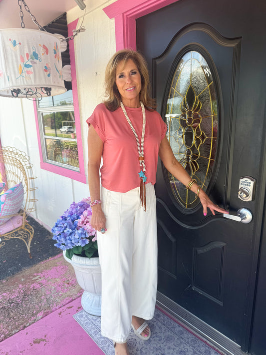 Ecru Wide Leg Trouser