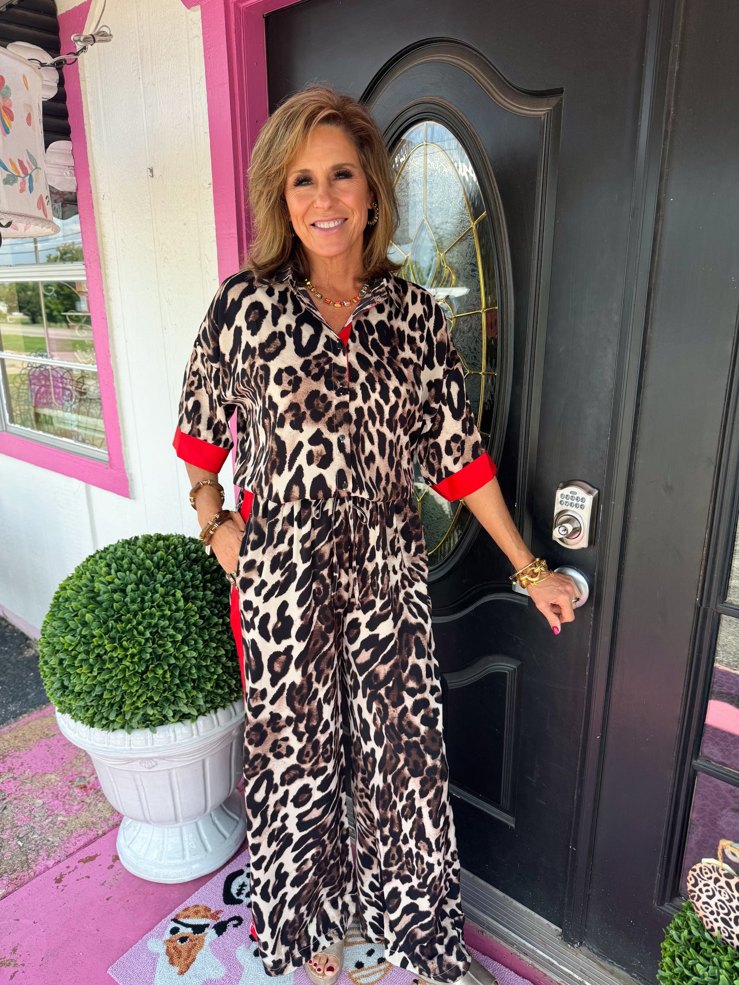 Leopard Red Stripe Pants