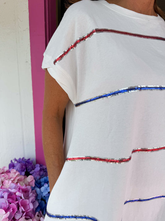 Red, White Blue Sequin Dress