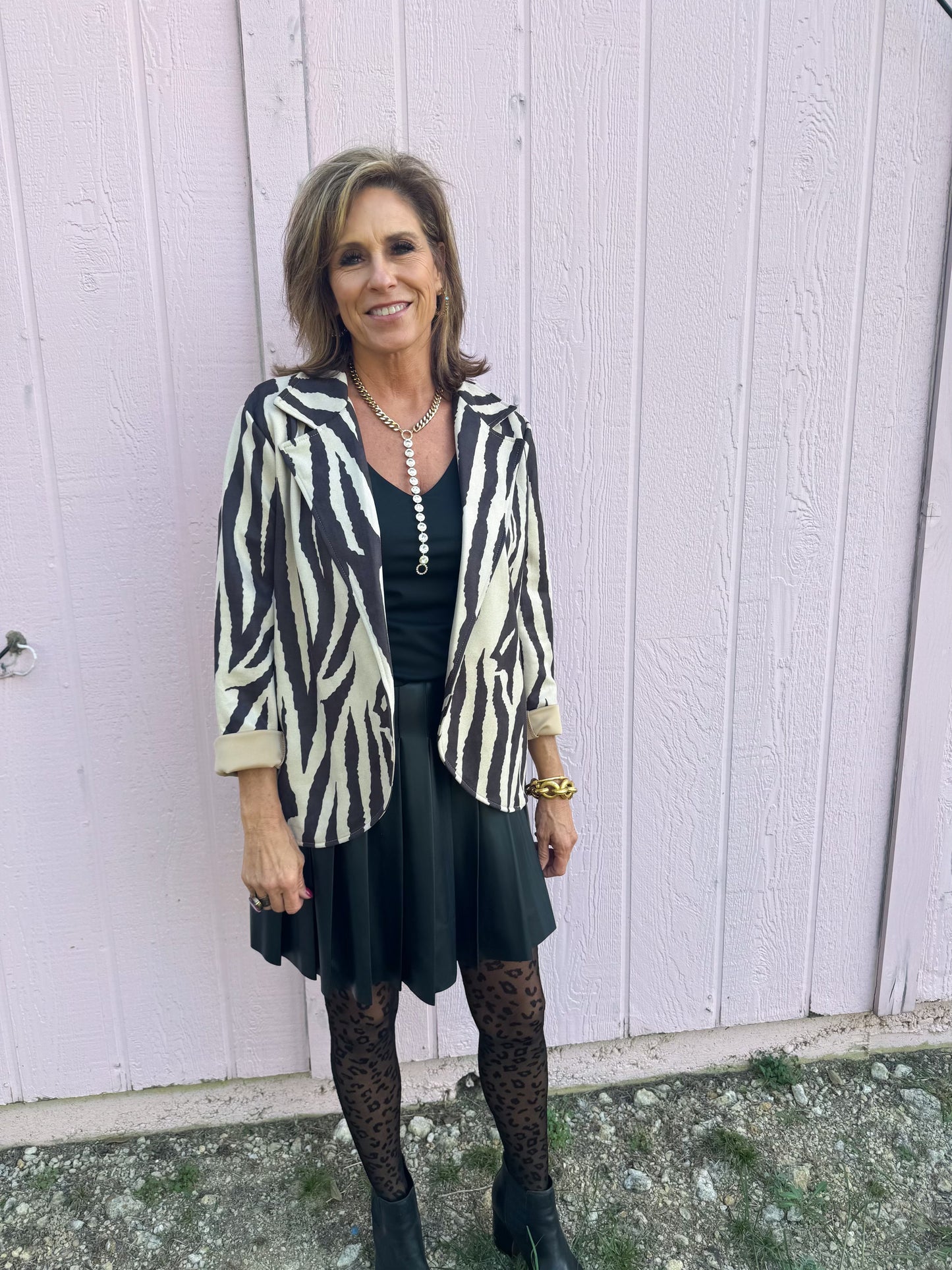 Beige Zebra Blazer - One Size