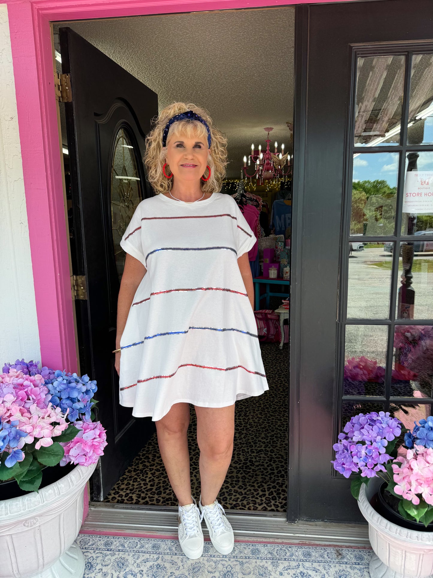 Red, White Blue Sequin Dress