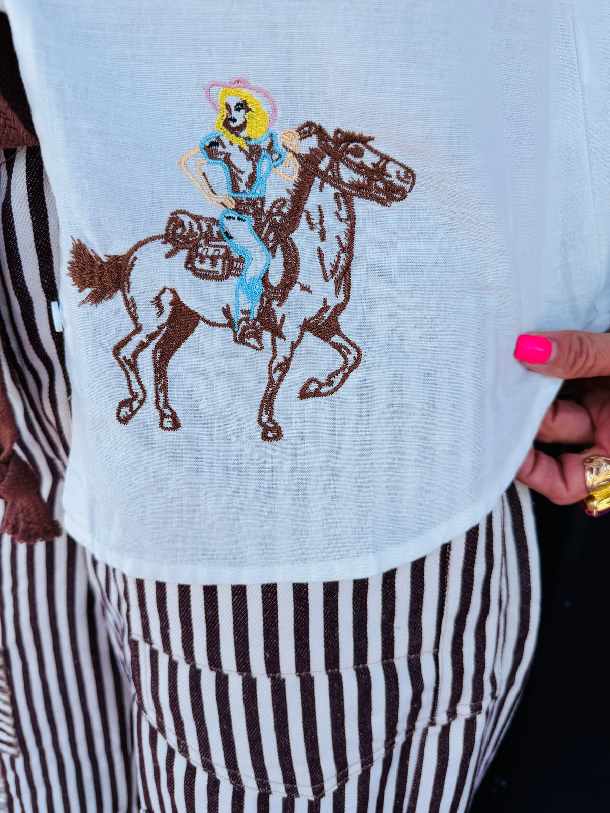 Off Wht Cowgirl Button Up