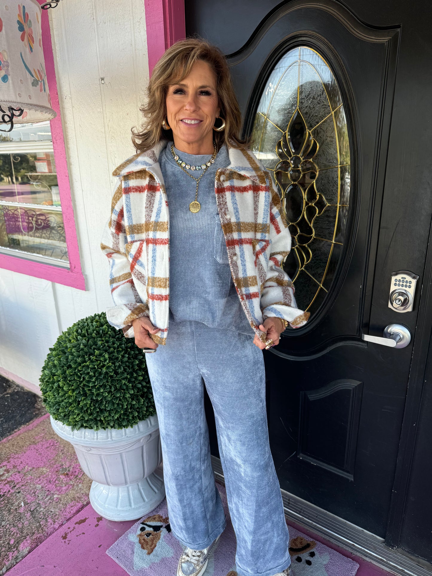 Denim Blue Textured Lounge SET