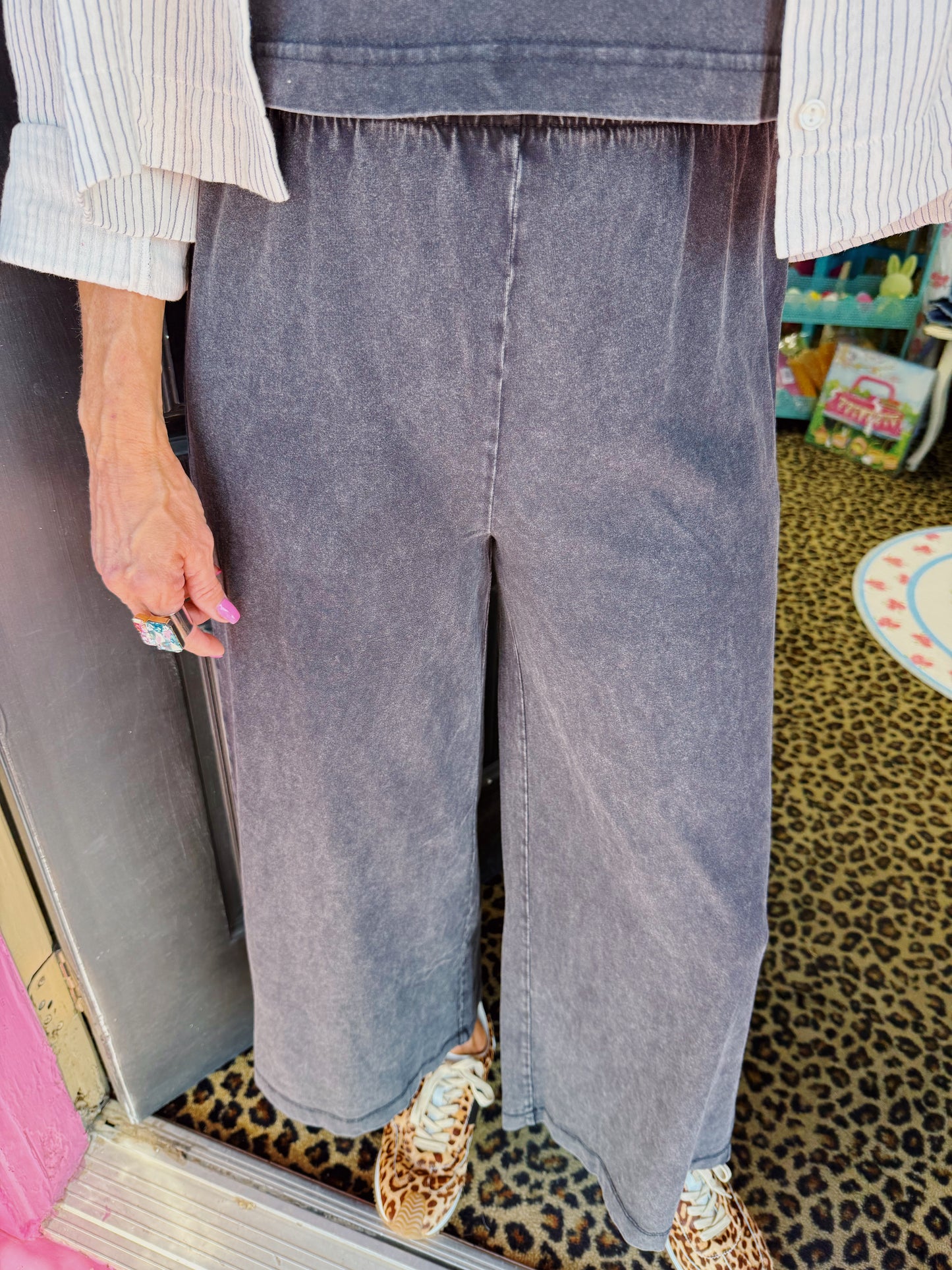 Black V-Neck Flare Pant Set