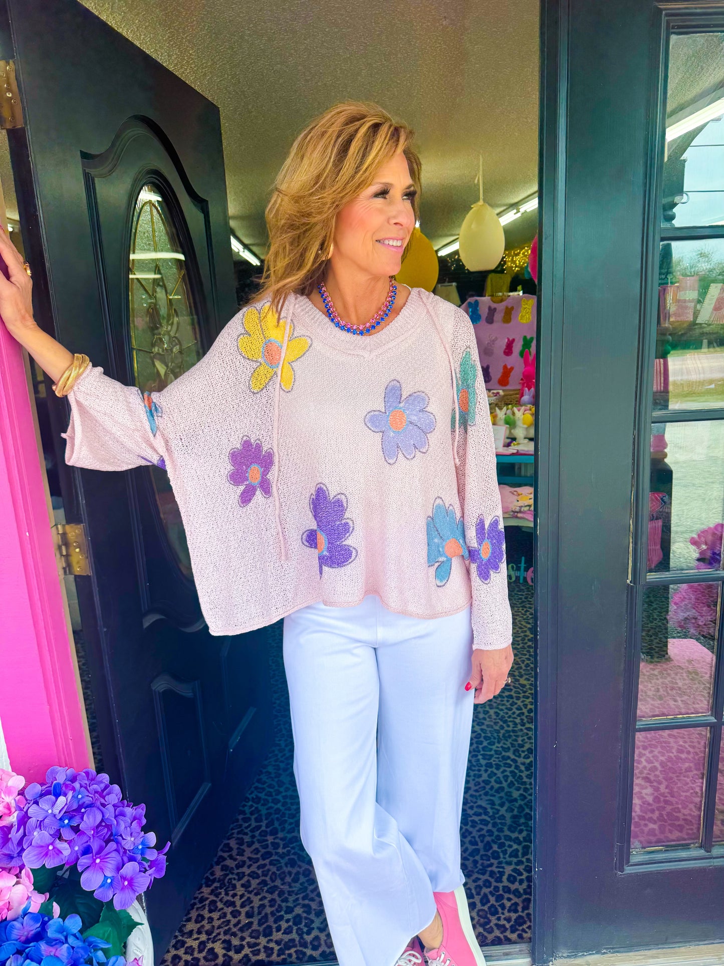 Pink Flower Sweater