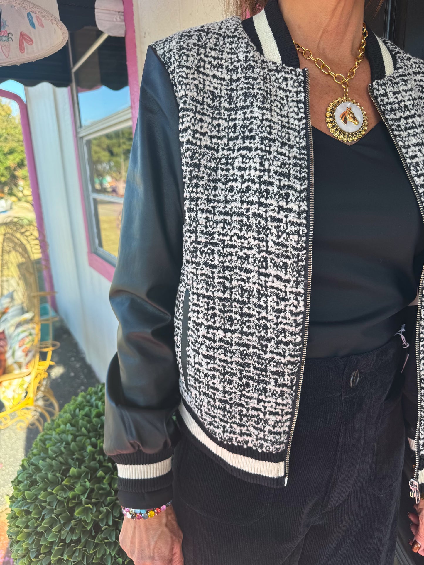 Janel Black/White Tweed Jacket