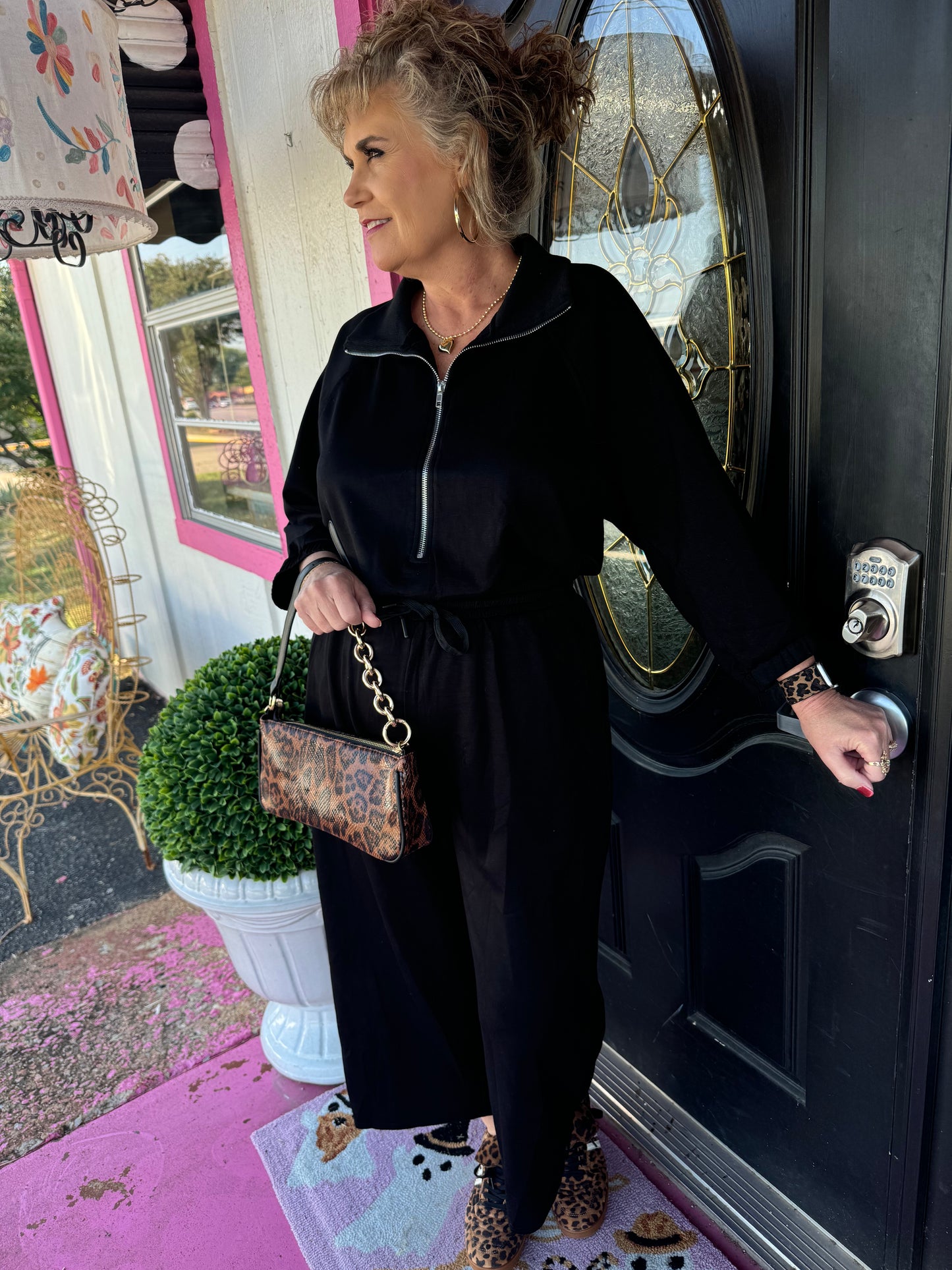 Black Zip Up Jumpsuit