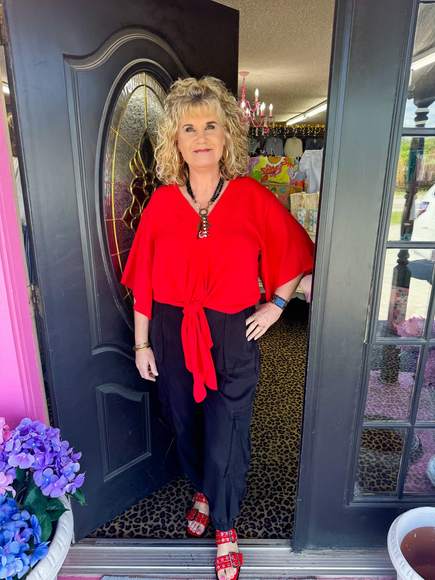 Gigi Red Tie Shirt