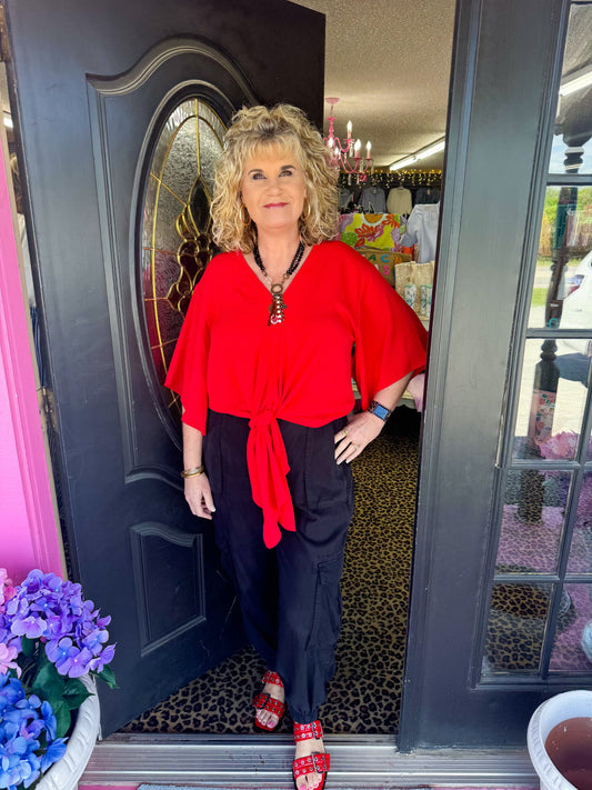 Gigi Red Tie Shirt