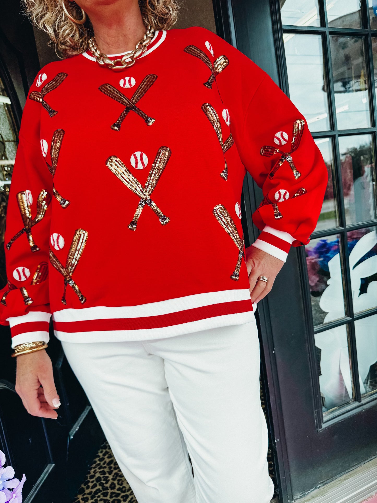 Red Baseball Bat Sweatshirt