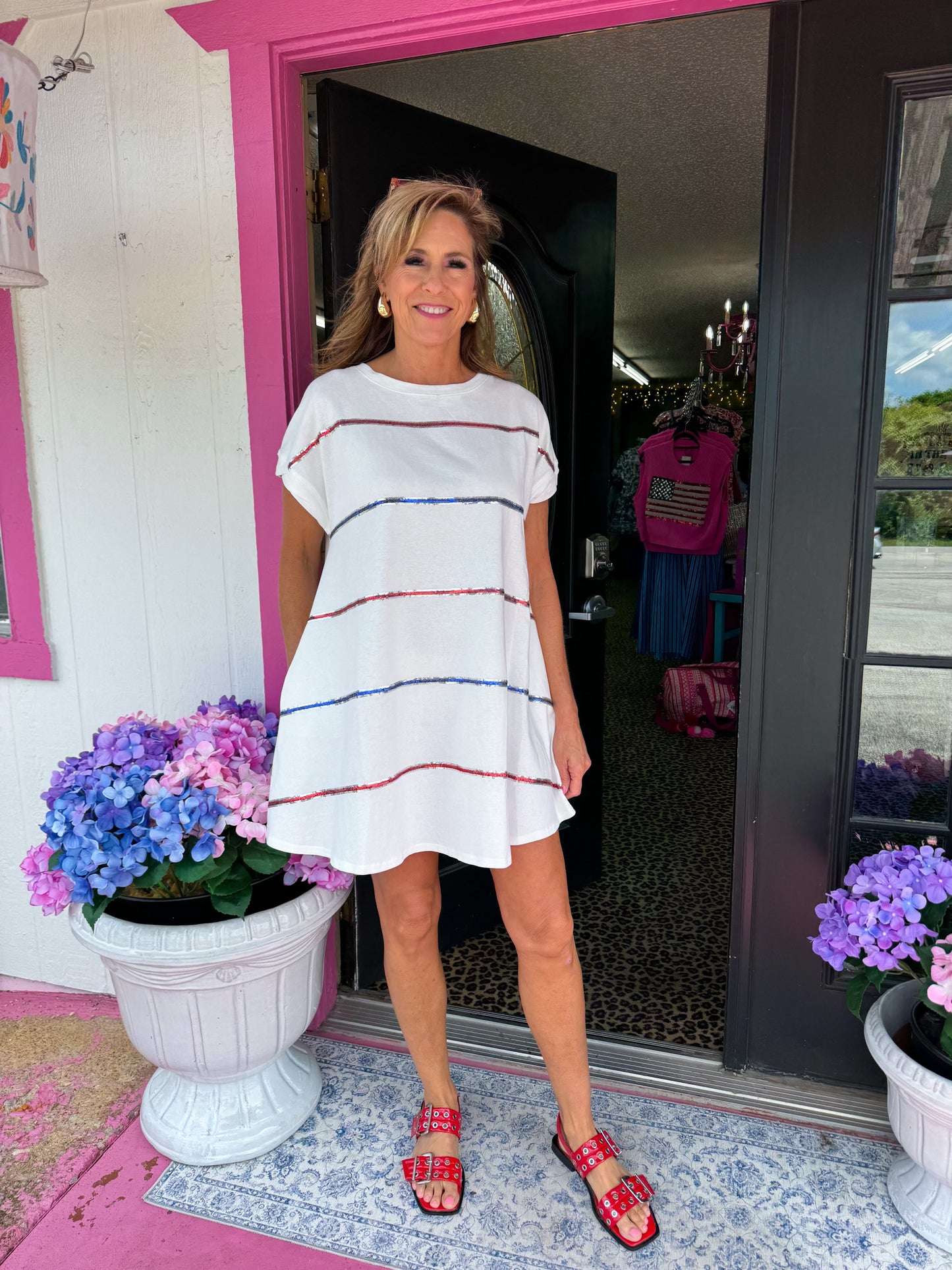 Red, White Blue Sequin Dress