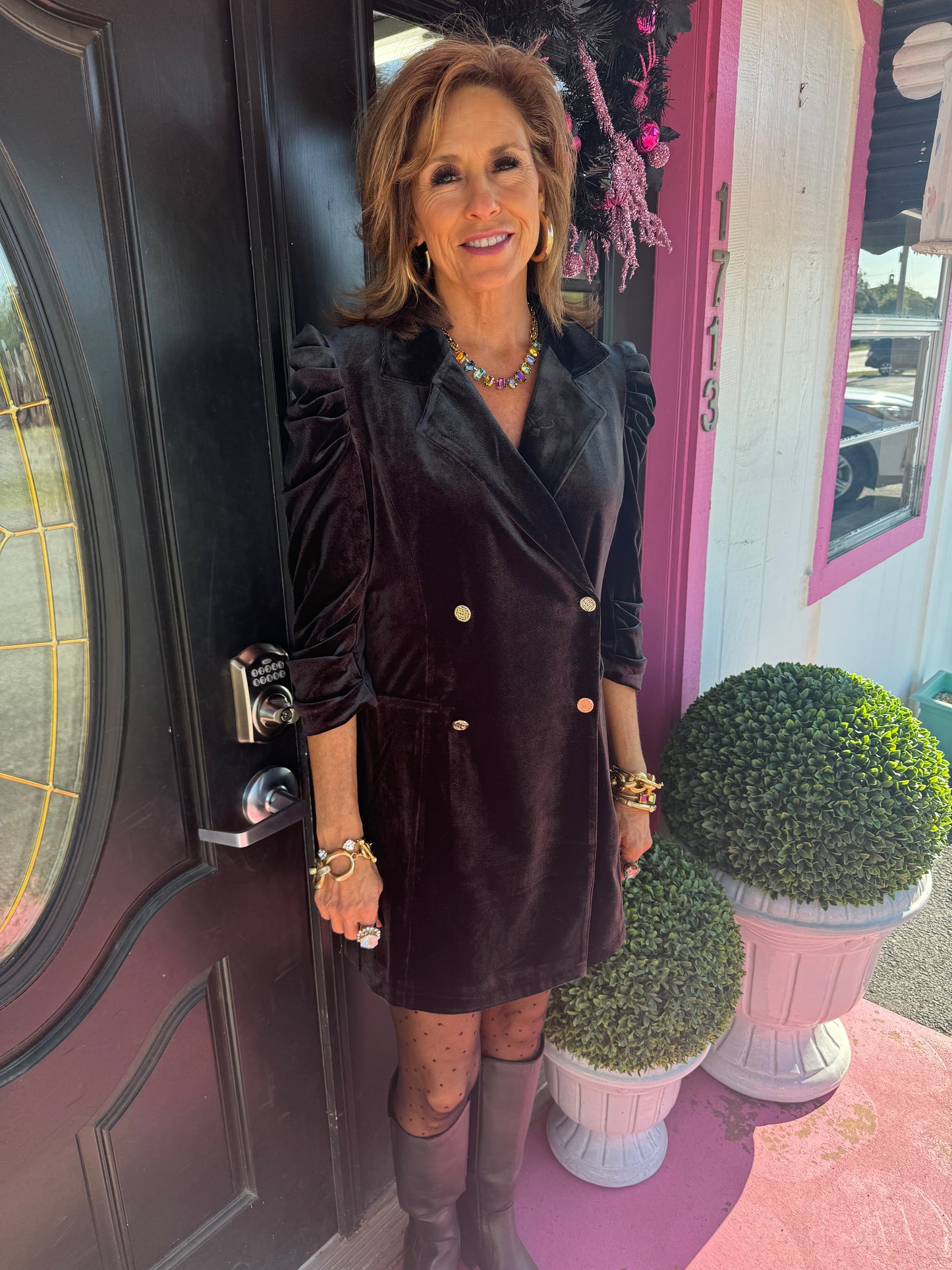 Bradshaw Blk Velvet Blazer Dress