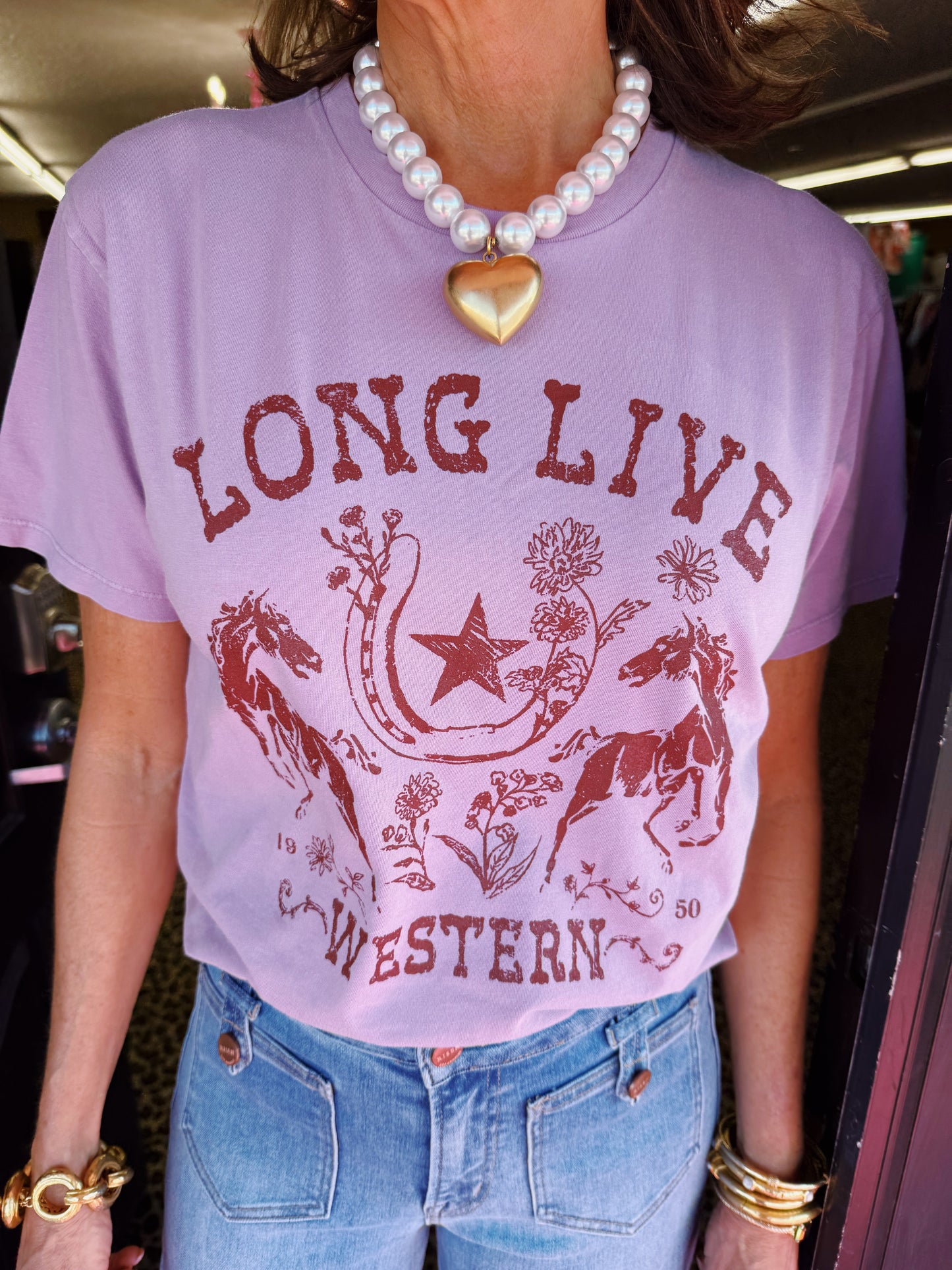 Lavender Long Live Western Tee