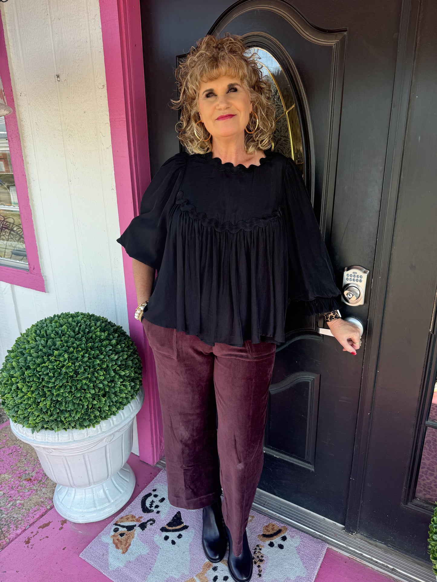 Kristina Burgundy Cord Crop Pant
