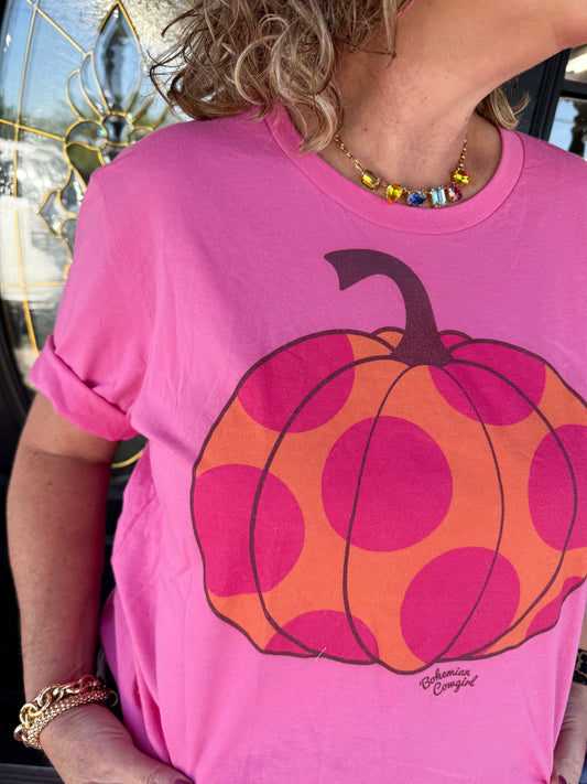 Polka Dot Pink Pumpkin Tee