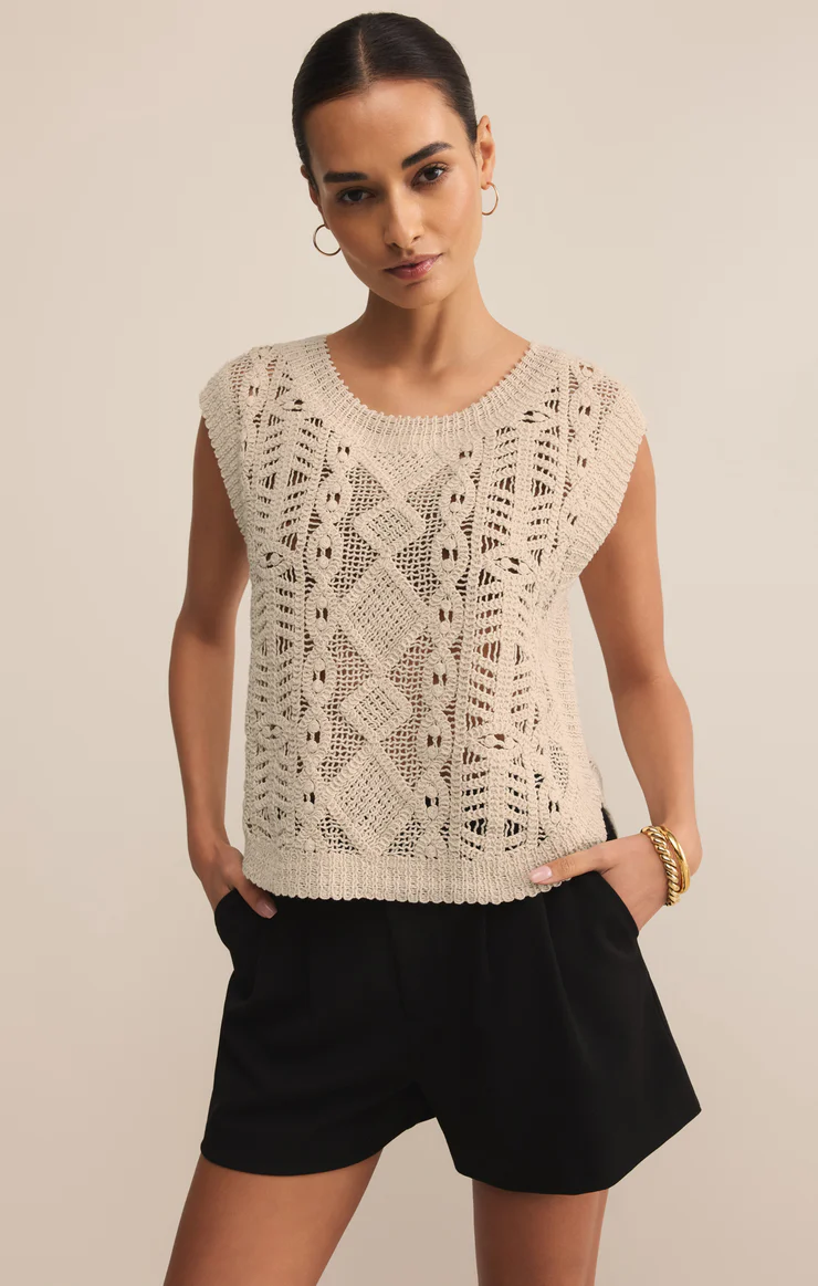 Baroque Cream Slvless Sweater