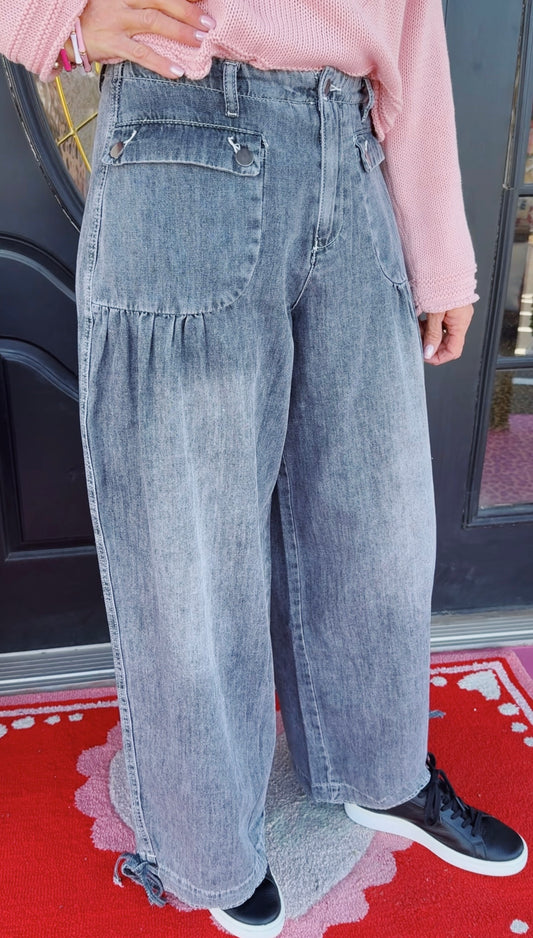 Black Pocket Aladin Denim Pant