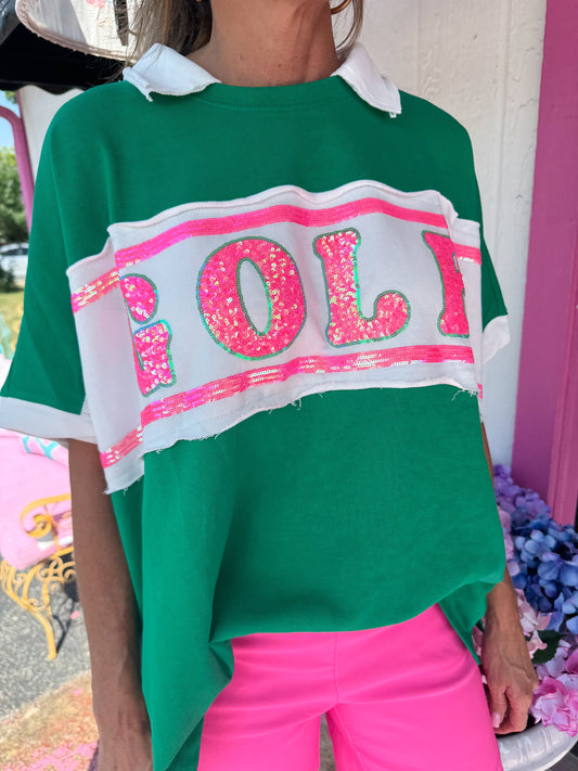 Green Golf Color Block Top