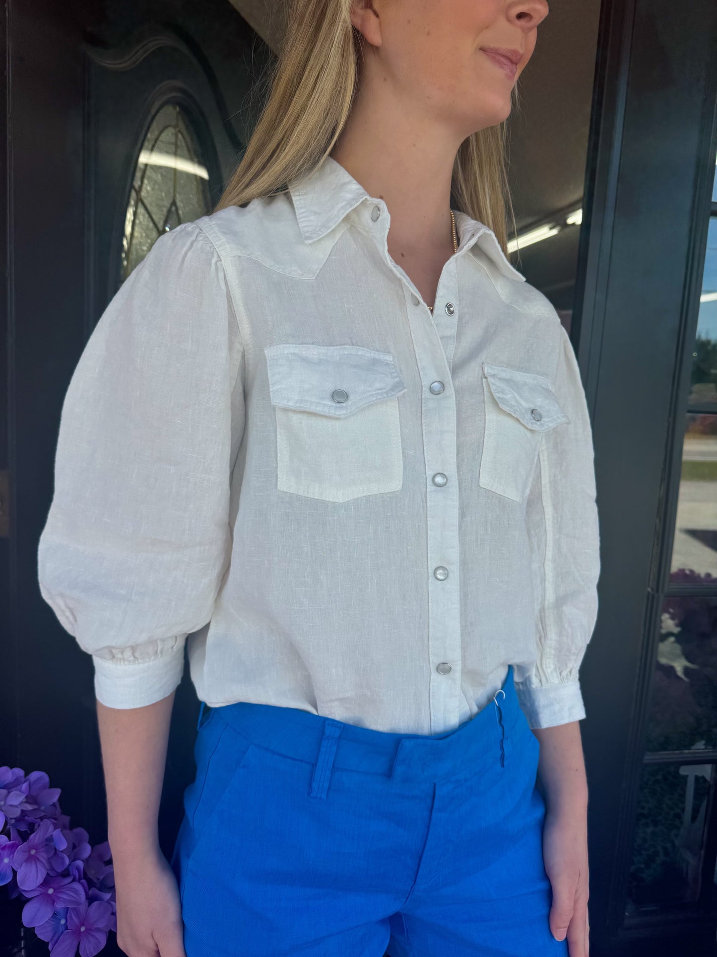 Snap Front Linen Shirt