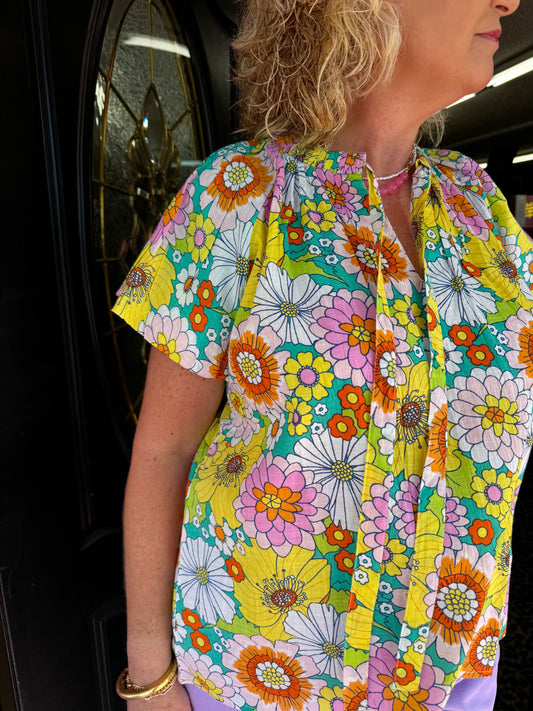 Loads of Flowers Tie Top