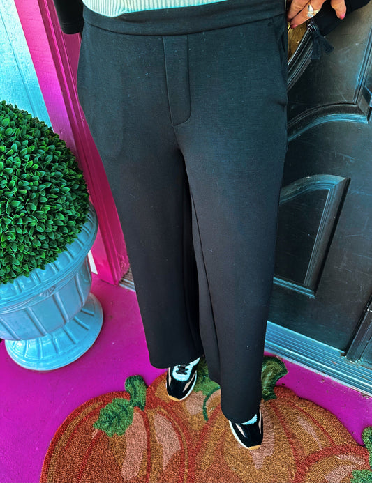 Black Pull On Wide Trouser