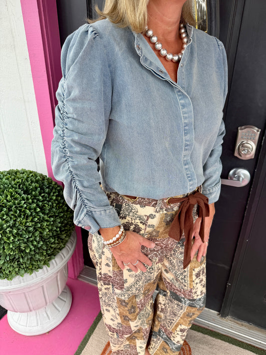 Light Denim W/Sleeve Top