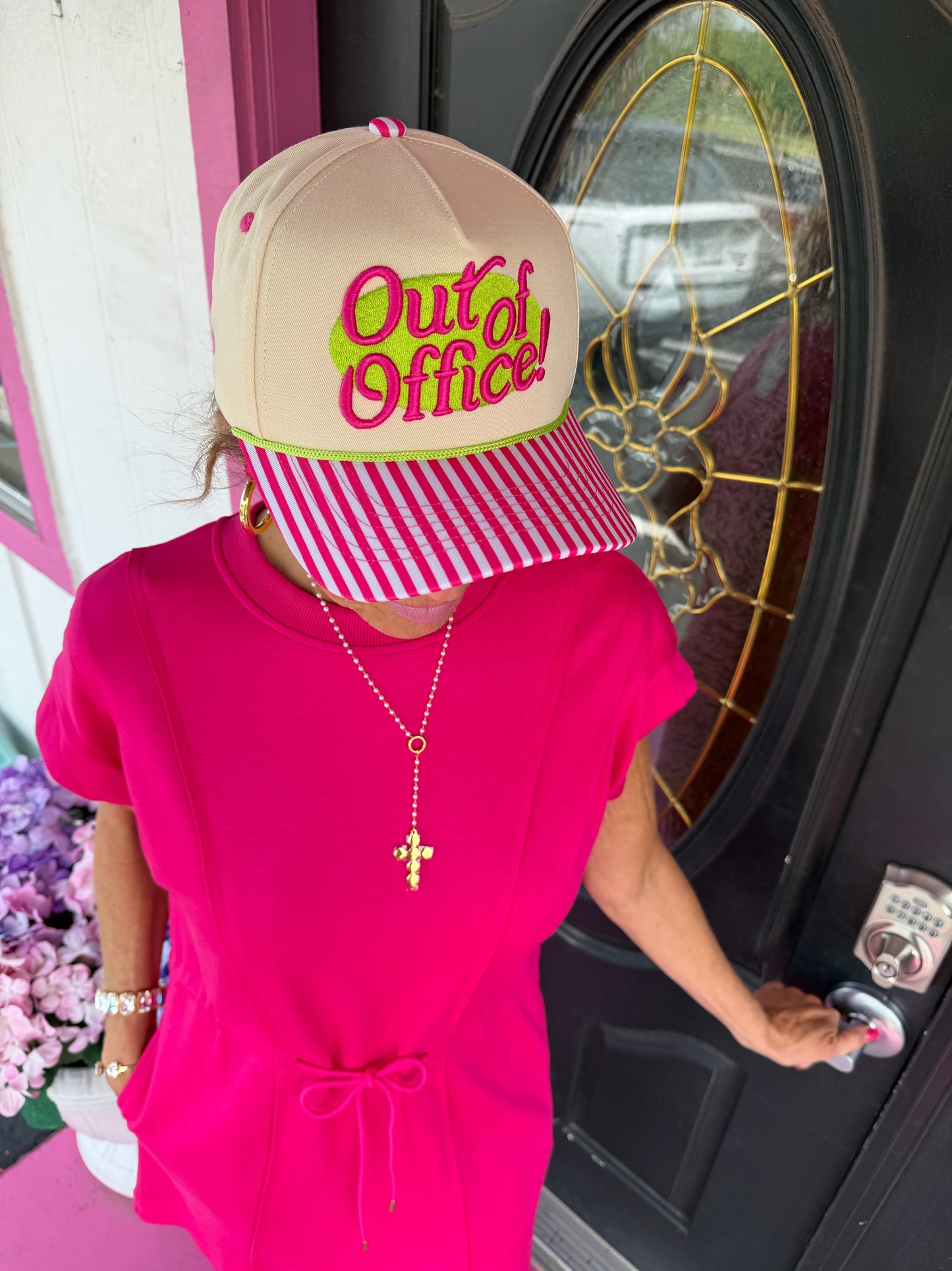 Out Of Office Pink Stripe Cap