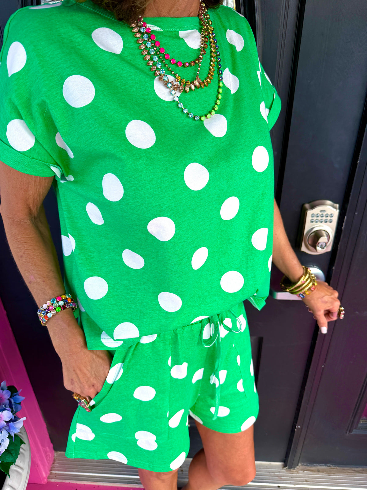 Green Polka Dot Short Set