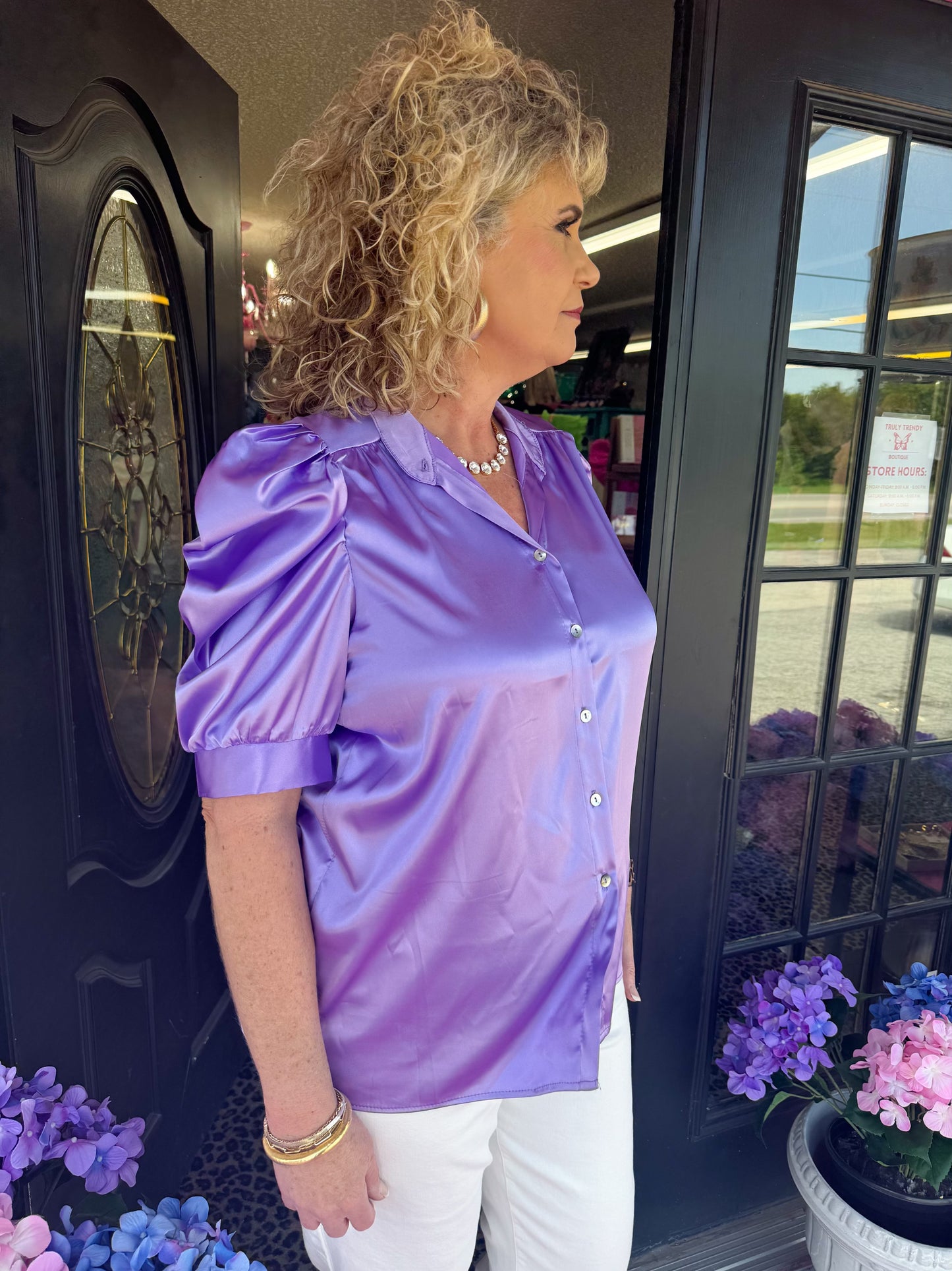 Adia Puff Button Top