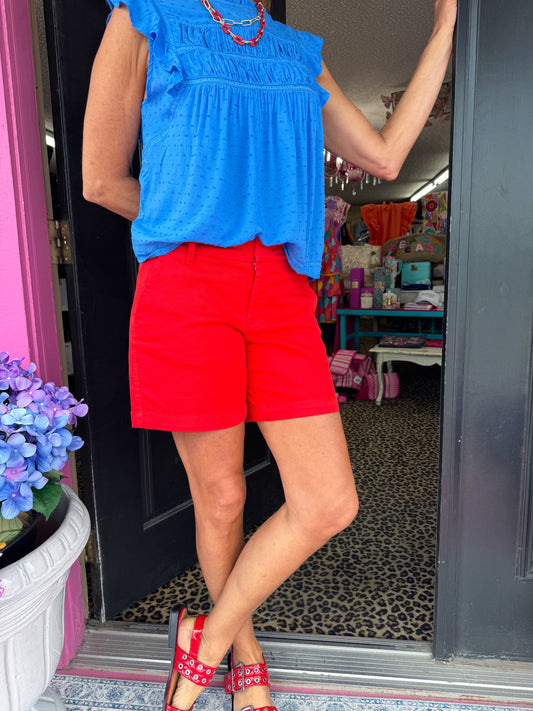 Alora Blue Dotted Swiss Top