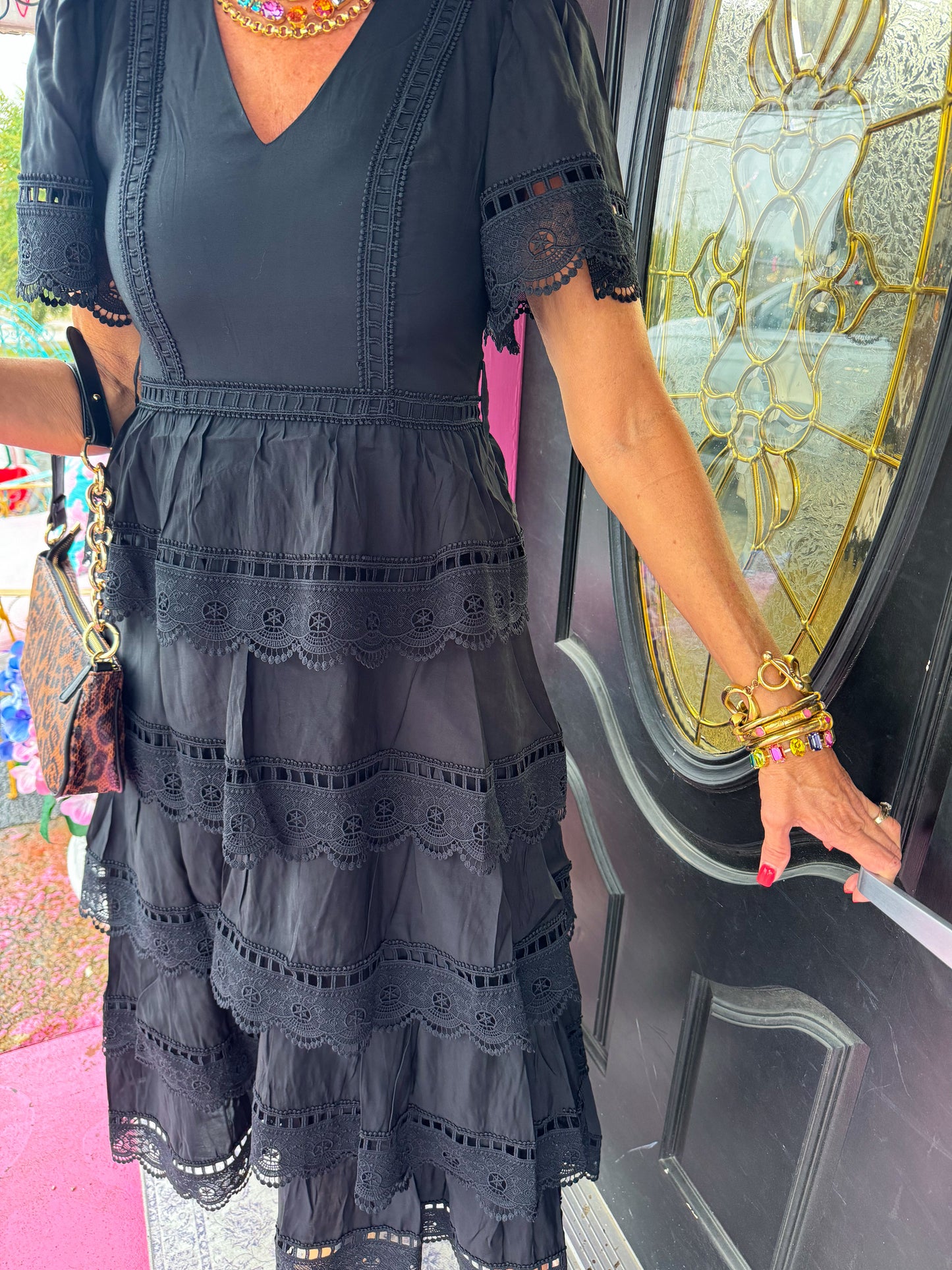 Black Eyelet Maxi Dress