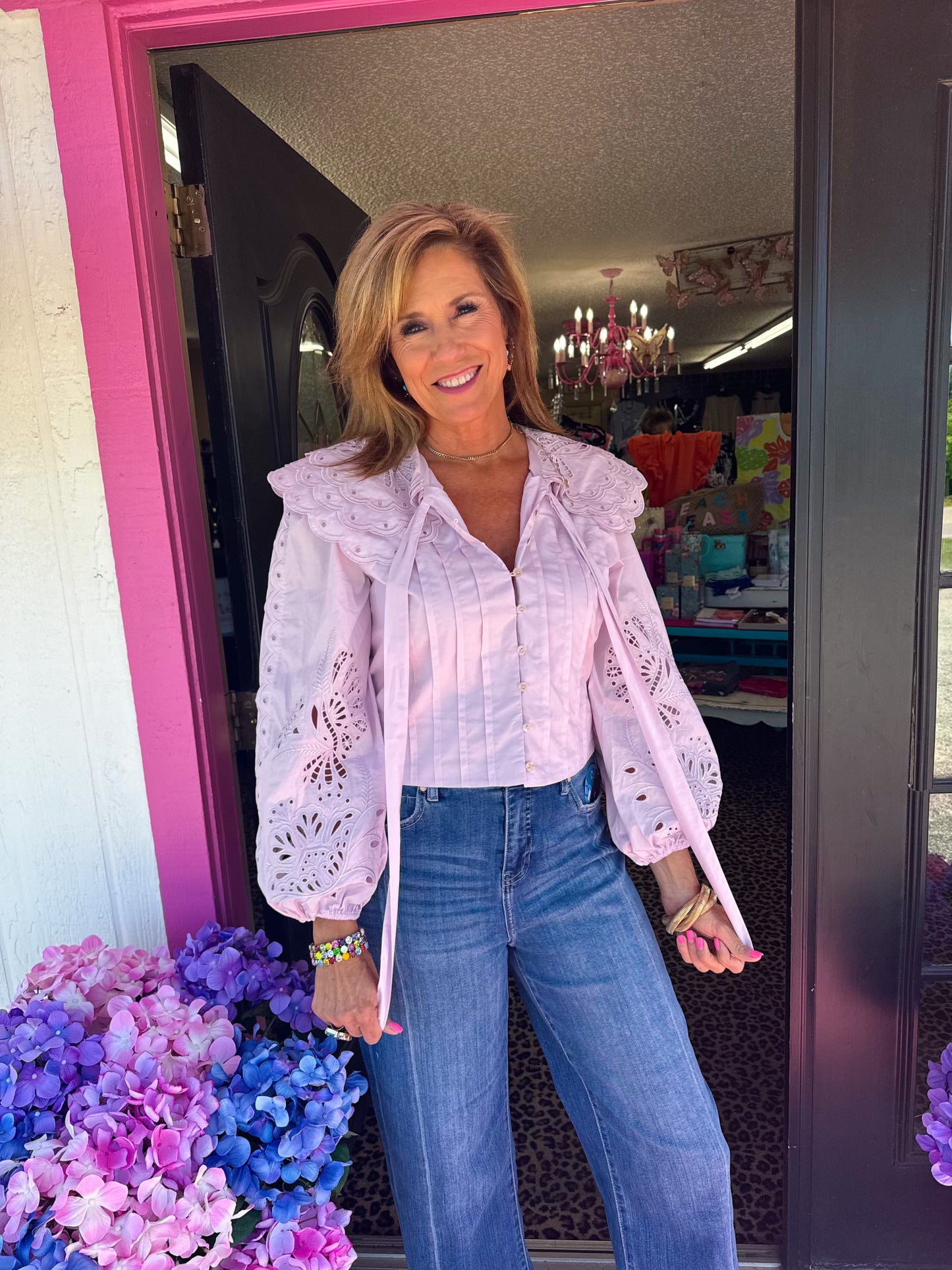 Lavender Eyelet Tie Top