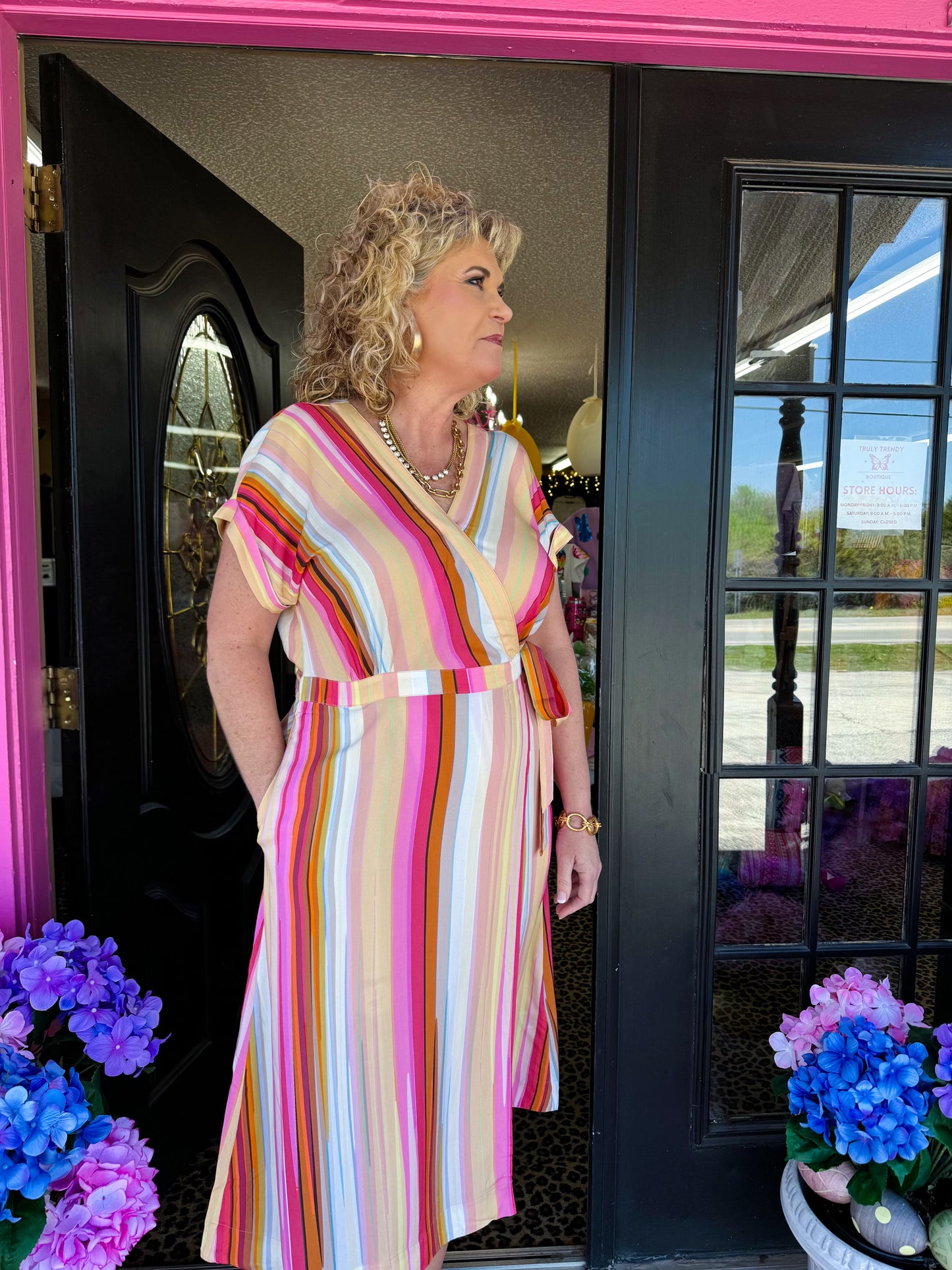 Dolman Striped Wrap Dress