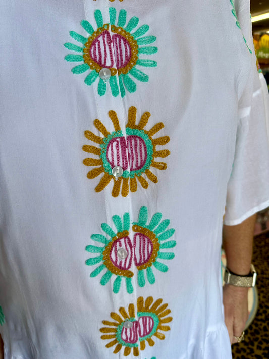 White Button Up Dress & Slip