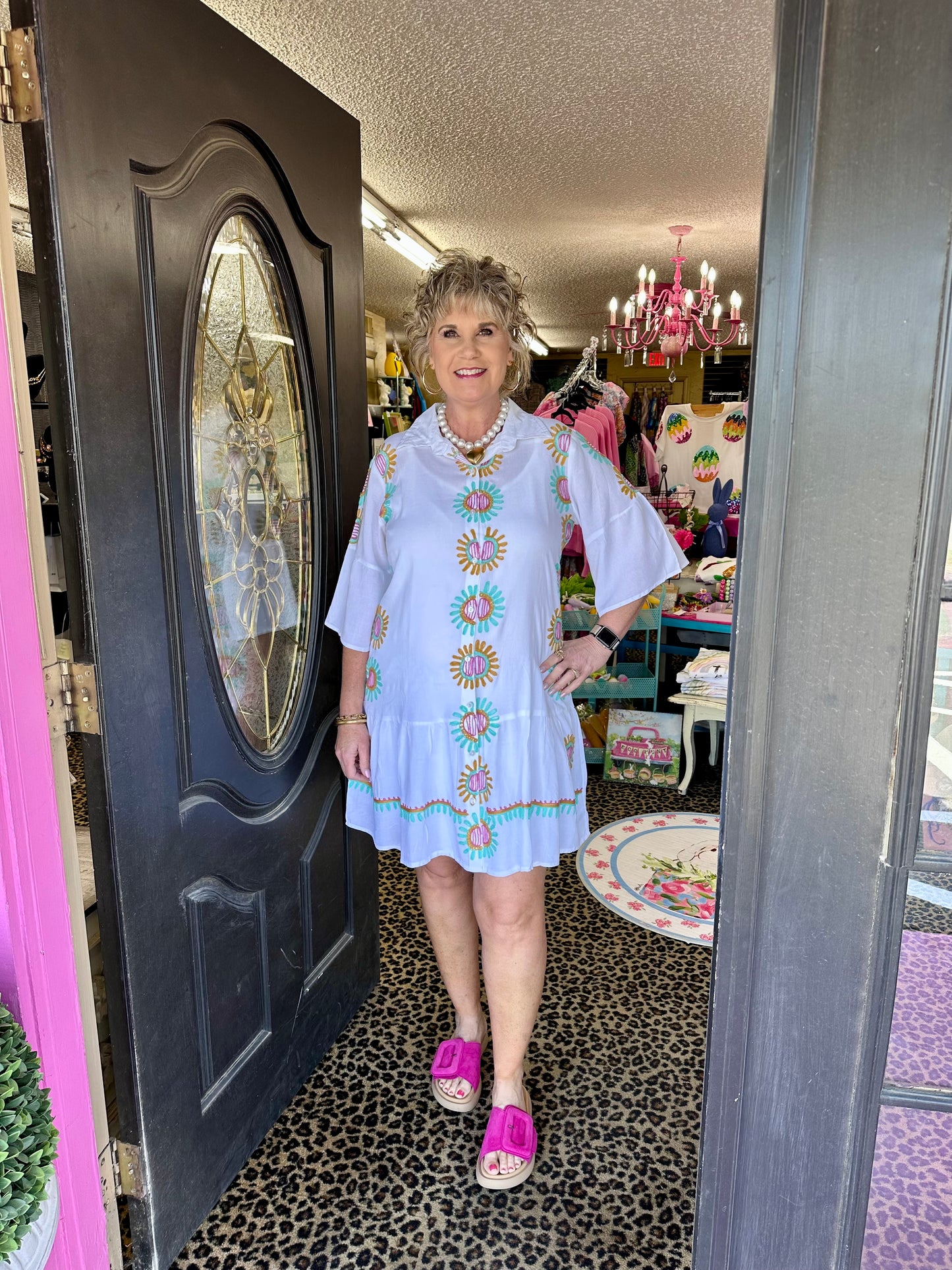 White Button Up Dress & Slip