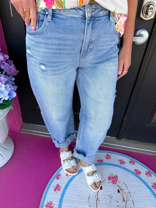 Light Denim Slouchy Crop Barrel