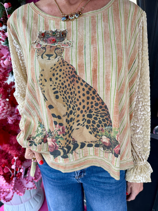 Cheetah Jeweled Hi/Lo Top - OS