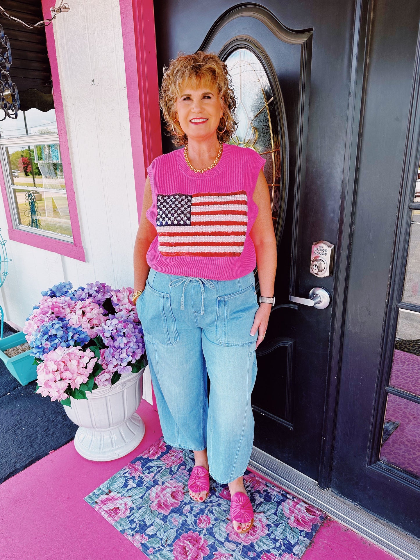 Denim Tie Front Wide Leg Pant