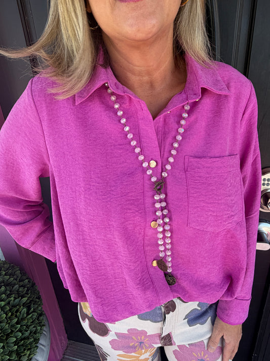 Orchid Brushed LS Button Down