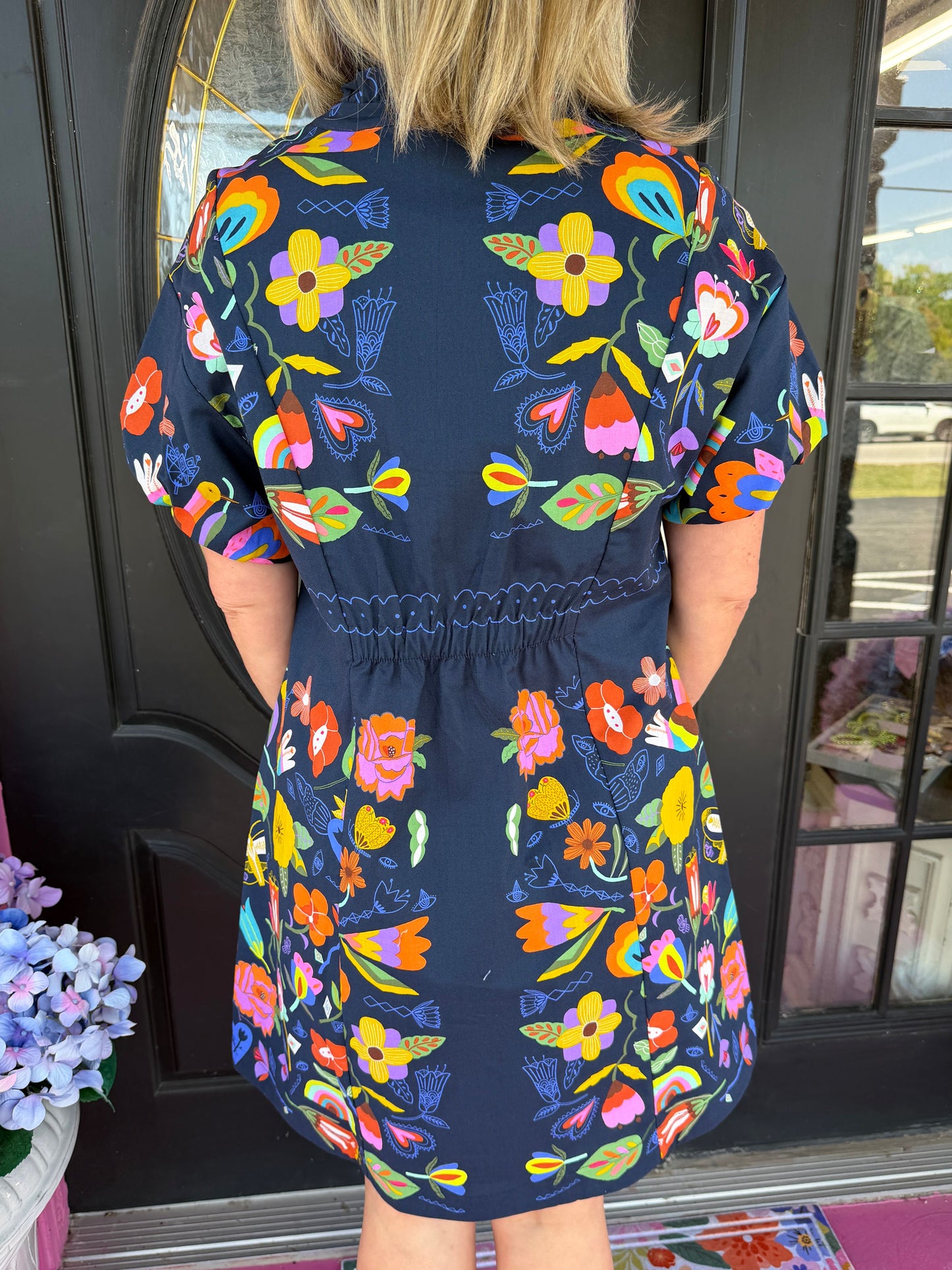 Navy Floral Carlota Dress
