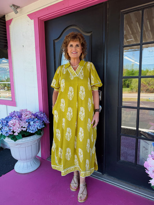 Botanic Print Midi Dress