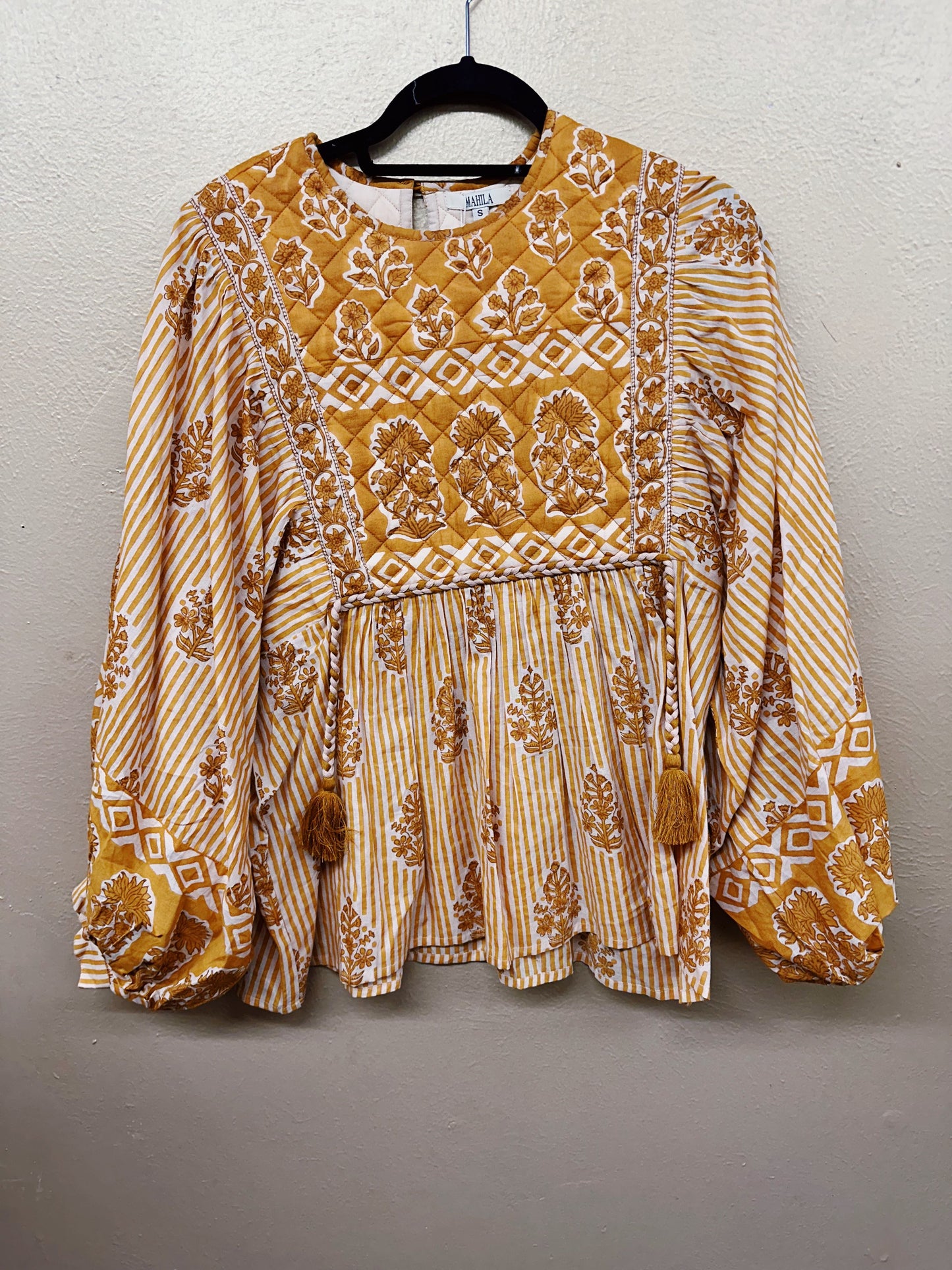 Alys Mustard Quilted LS Top
