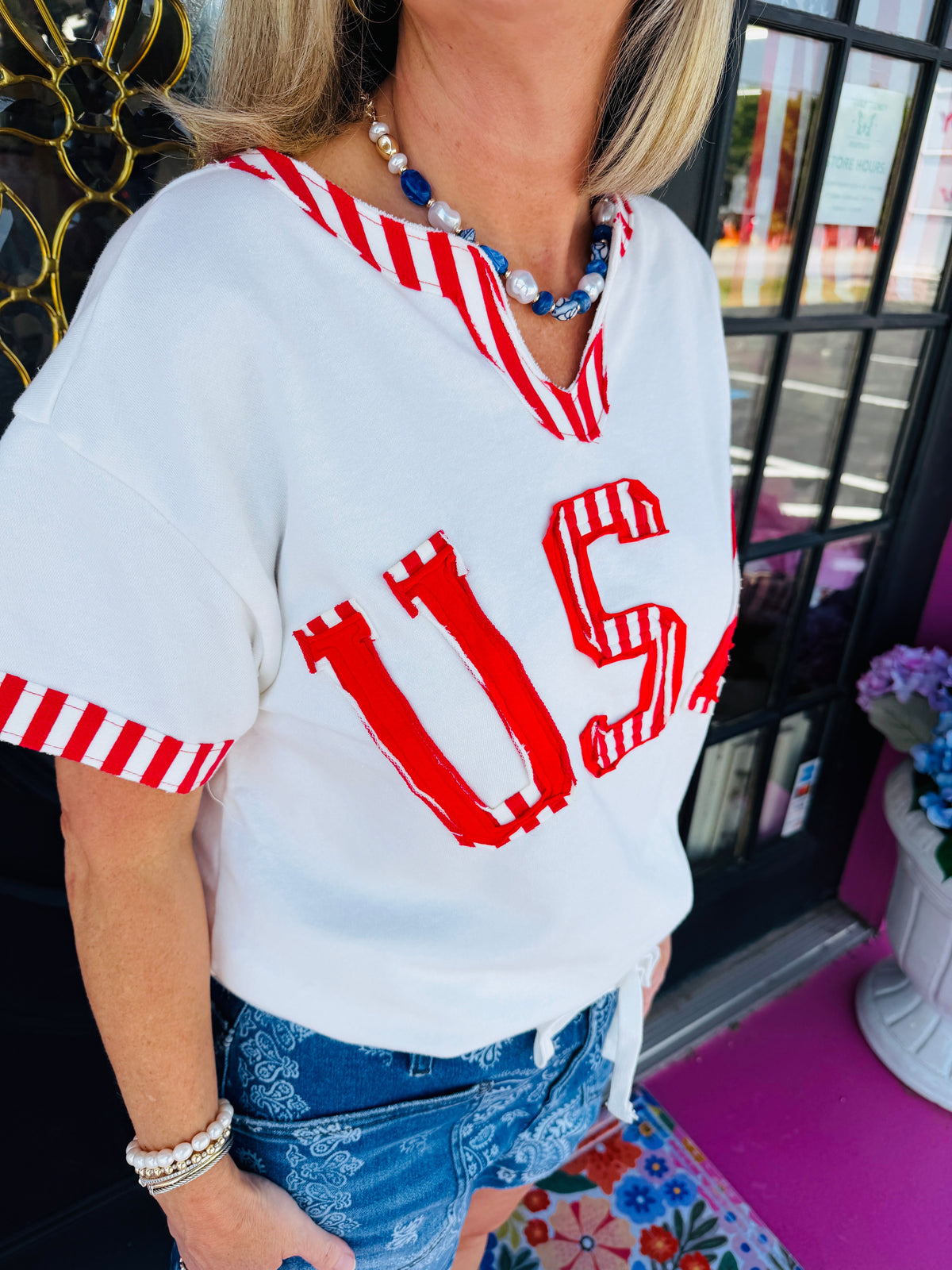 White USA SS Top