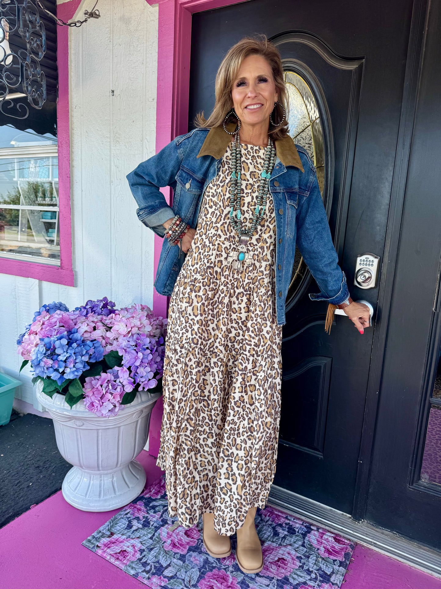 Strap Leopard Print Maxi Dress