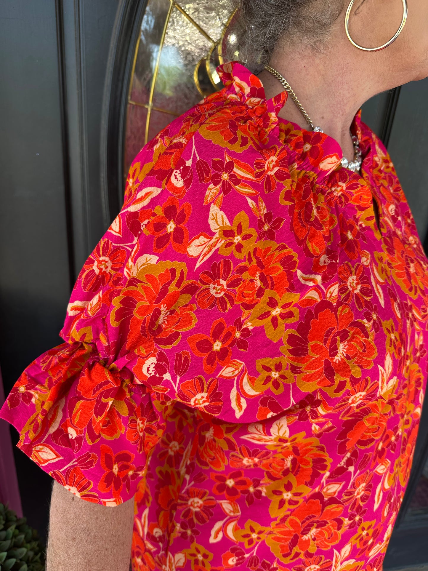 Hot Pink/Orange Printed Dress